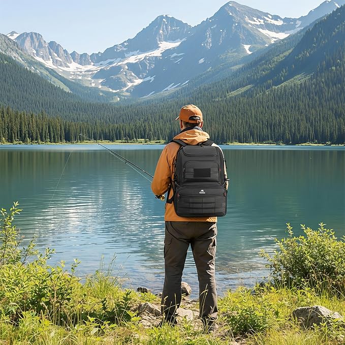 MATEIN Fishing Backpack Tackle Box, Water Resistant Tackle Backpack with Cooler & Rod Holders, Fishing Gifts for Men