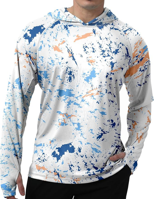 Men's UPF 50+ Sun Protection Hoodie Shirt Long Sleeve SPF Fishing Outdoor UV Hiking Lightweight Shirts