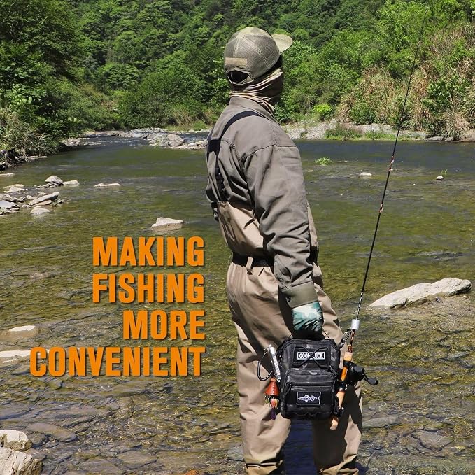 Dovesun Small Fishing Backpack, Waterproof Fly Fishing Sling Pack Tackle Bag with Tackle Boxes