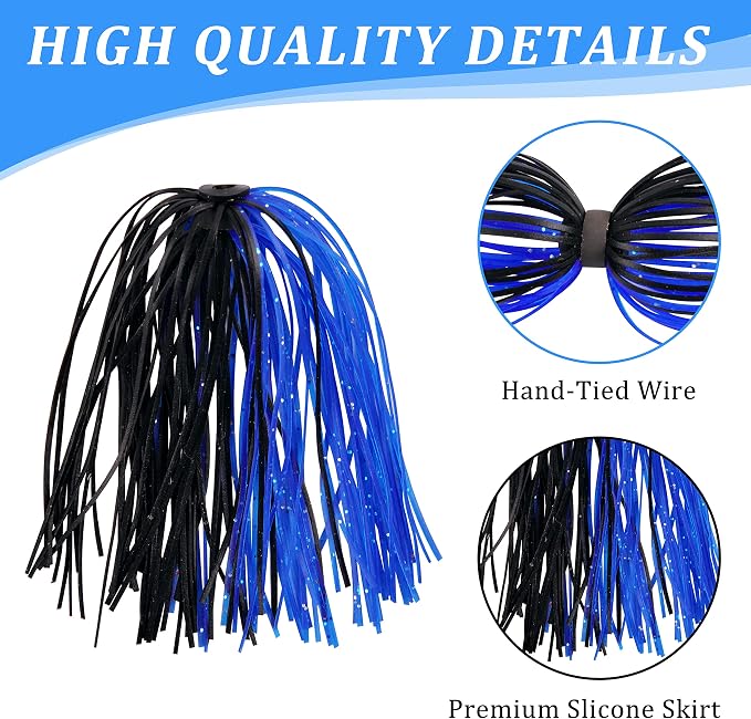 Silicone Jig Skirts Fishing Lures 50 Strands Bass Fishing Jigs Spinnerbait Skirts Replacement Kit Squid Jig Spinner Bait DIY Fishing Lures 12/24 Bundles