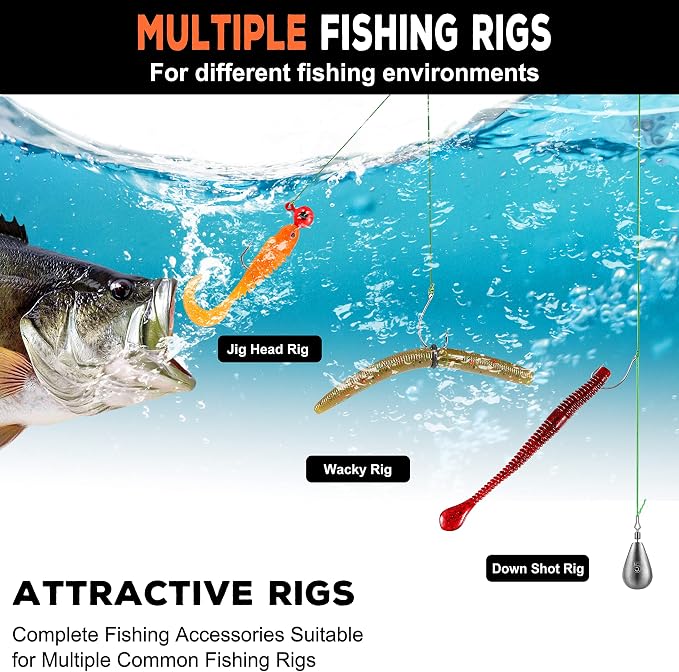 PLUSINNO 253/387pcs Fishing Gear Accessories Kit, Fishing Tackle Box with Tackle Included, Fishing Hooks, Fishing Weights Sinkers, Spinner Blade, Fishing Equipment for Bass Trout Bluegill Crappie