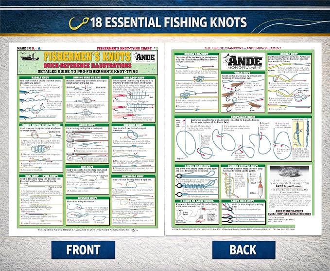 Fishing Knot Tying Chart Set #1-3 - Waterproof Guide to 54 Essential Fishing Knots - Double-Sided & Easy to Read - Great Gift for Beginners | Fishermen's Knots