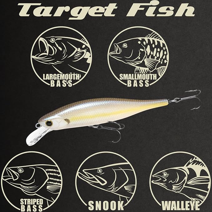LUCKY CRAFT Lightning Pointer 98XR, Freshwater Bass Fishing Lures and Walleye Fishing Lures, 4" Slow Sinking Jerkbait, 6-7ft Depth, Largemouth Smallmouth, Tournament Fishing Gear