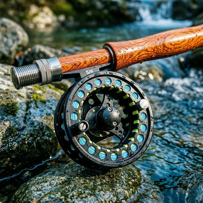 Fly Fishing Reel with Aluminum Alloy Body 5/6wt Die Cast Pre-Loaded Fly Reel with Line Combo for Trout Bass Carp Pike Panfish