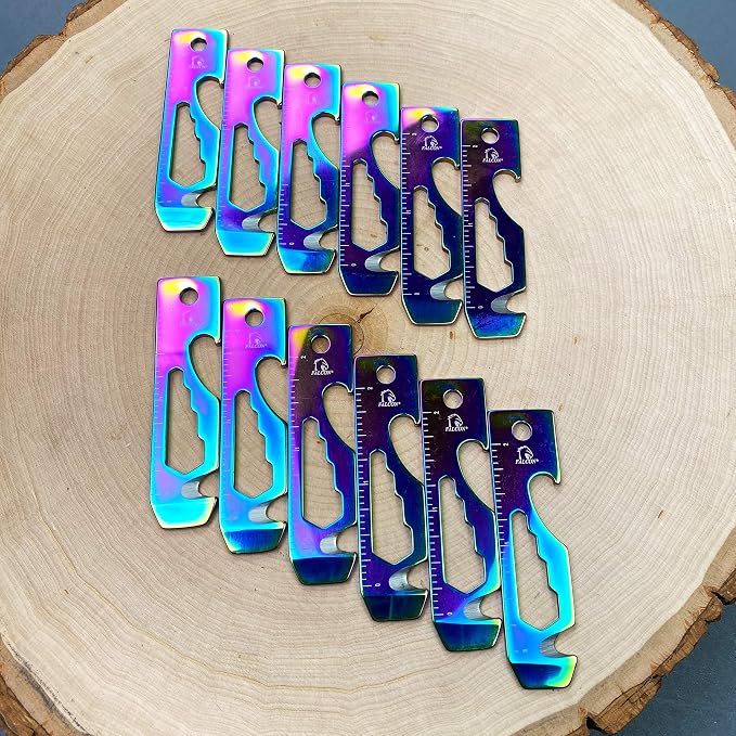 Wallet Size 6 Functions Hand Tool. Stainless Steel. For Camping, Fishing, Hunting, EDC Tool (RB-10PCS)