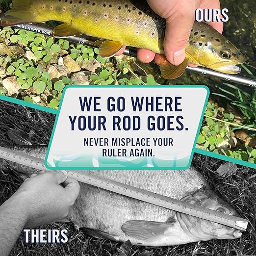 Fishing Ruler Decal 2-Pack | 36” Transparent Rod Fish Measuring Sticker | Made in USA | Stick-On Fish Measurement for All Rod Types | Waterproof | Marine Grade Adhesive | Durable Fishing Tool | 2 Pack