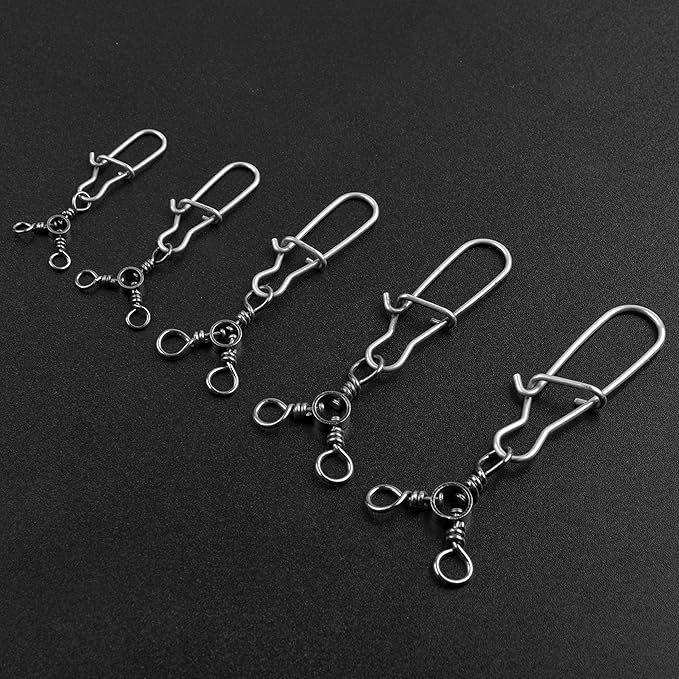 3 Way Snap Swivels Fishing Tackle, 25pcs High Strength T-Turn Fishing Swivels with Snaps Saltwater Fishing Lure Connectors for Trolling Catfish Rig