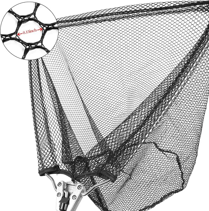 Fishing Net with Long Robust Telescopic Handle for Freshwater and Saltwater,Extend to 50.8 Inch,Foldable Nylon Mesh Landing Net