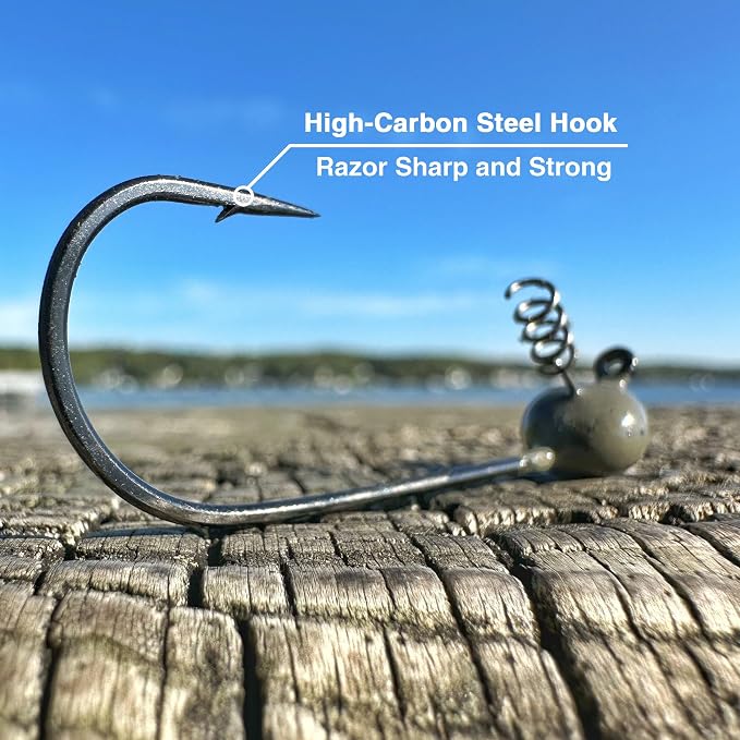 Reaction Tackle Tungsten Shaky Head Jigs for Bass Fishing - Premium Fishing Hooks, Ideal Shaky Head Jig to Catch Big Bass and Other Fish - (5-Pack)