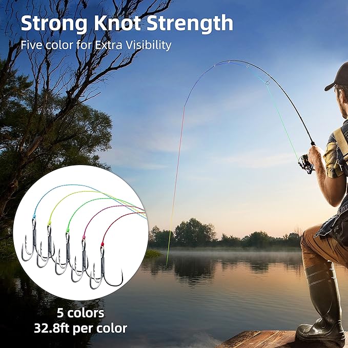RUNCL Braided Fishing Line X8, Pro Grade Tournament PE Line for Fresh/Saltwater, Abrasion Resistant, No Stretch, Hi Vis Multi-Color Measure Line, 328/546/1093 Yards, 8-200 lb, Christmas Fishing Gifts