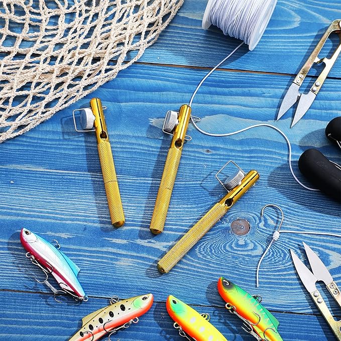 Sumind 6 Pcs Fishing Knot Tying Tool Set Tying Tools and U-Shaped Scissors Practical Manual Fishing Line Hook Tie Knotting Tyers Portable Tie Supplies