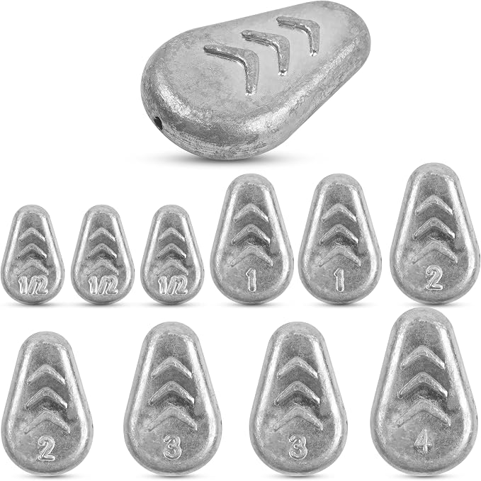 No Roll Sinker Fishing Weights, Flat Inline Catfish Sinkers Weights No Snag Slip Sinkers Saltwater Surf Fishing Weights Gear Tackle for Catfishing Rig