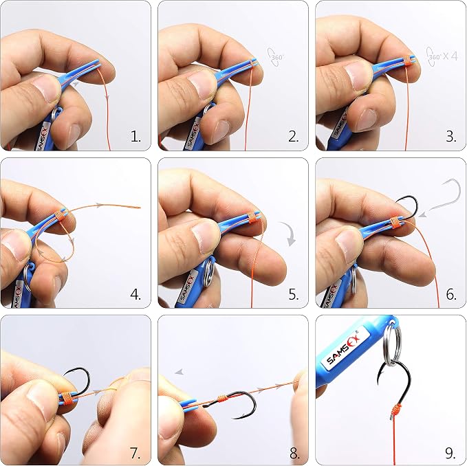 SAMSFX Fishing Hook Removal Tool Hook Quick Removal Device Security Extractor Fish Hook Disconnect Tool, Built-in Loop Tyer, Quick Knot Tying Tool and Hook Sharpener