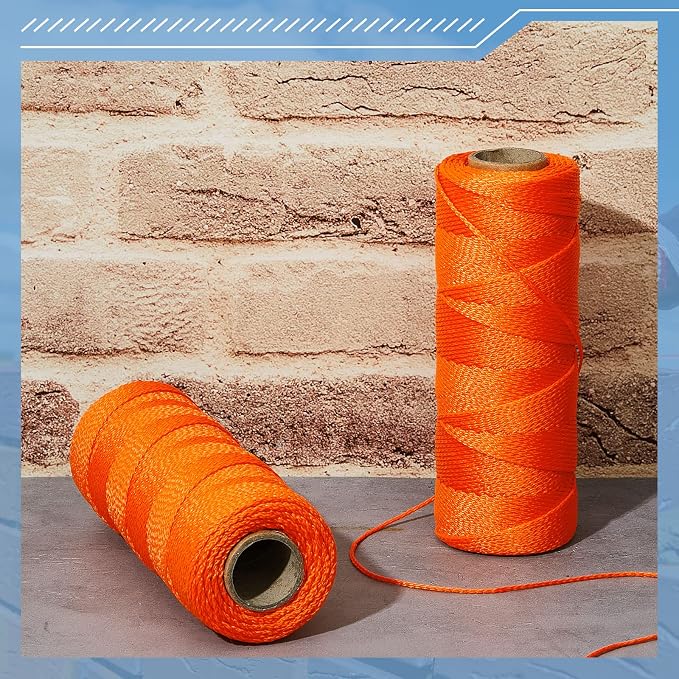 Amylove 12 Roll Mason String Line #18, 500 ft Nylon Braided Construction String Line, Heavy Duty Outdoor Twine Rope for Gardening or Masonry Tools Construction DIY Project, Fluorescent Orange