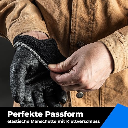 toolant Waterproof Gloves for Men and Women, Freezer Gloves with Grip, Double Nitrile Dipped for Extreme Oil Repellent, for Construction, Mechanics, Mining, Plumbing, Black, XX-Large
