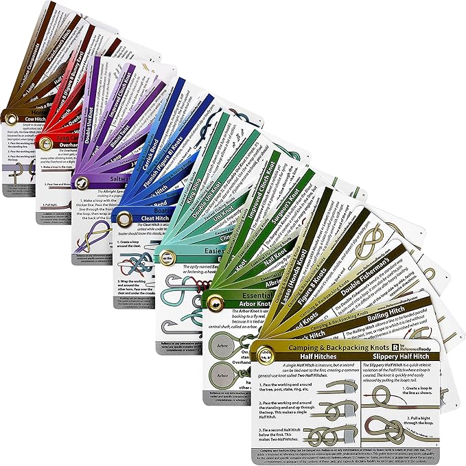 Complete Knot Card Bundle - 7 Pocket Guides Show How to Tie 76 Knots - Includes a Waterproof Booklet for Outdoors, Boating, Climbing, Horse, Easy Fishing, Fly Fishing, and Saltwater Angling