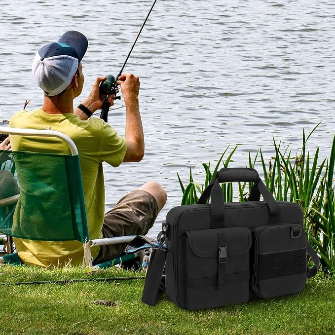 Rexmica Fishing Reel Case for Spinning Reels, Fly Fishing Reels, Baitcaster Fishing Reels, Fishing Reel Storage Bag with Multiple Pockets and Dividers, Fishing Gear Bag for Fishing Trip/Daily Storage