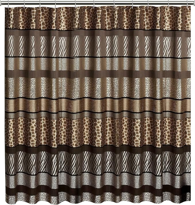 Zahari Home 13pc Safari Stripes Bathroom Shower Curtain Set Animal Print Shower Curtain & 12 Shower Curtain Hooks Luxury Southwest Shower Curtain Unique Design Rustic Shower Curtain Set