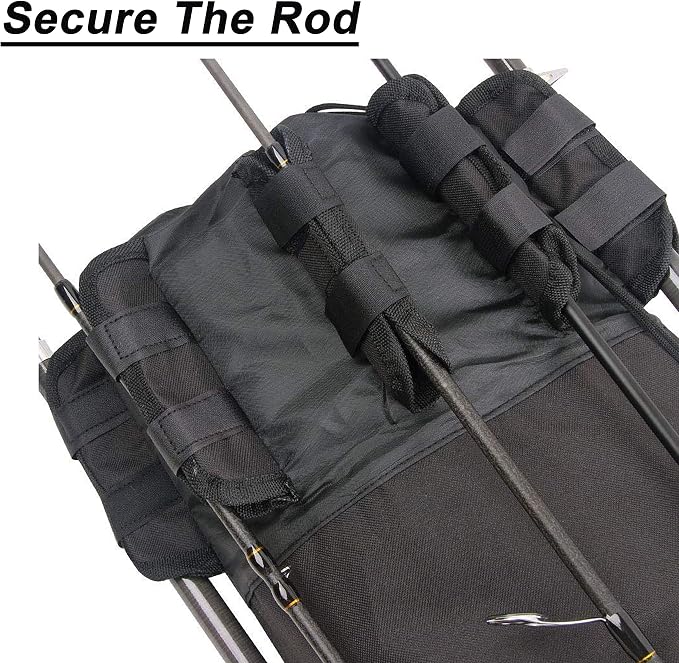 SILANON Fishing Rod Bag Pole Holder, Portable Fishing Rod Case Carrier Canvas Pole Storage Bag Travel Carry Case Waterproof Fishing Tackle Gear Organizer