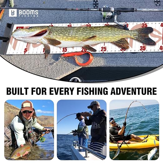 Booms Fishing 59" Fish Ruler: Foldable Fishing Ruler - Waterproof Fish Measuring Tape with Bump Board - Saltwater Fishing Measuring Tool for Angler, RL4 Red