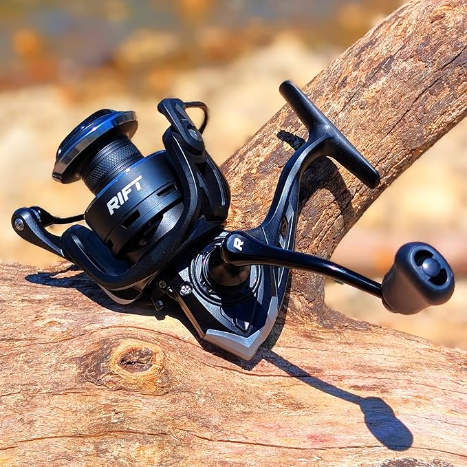 RIFT Chasm Spinning Reel, Carbon Disc Drag System, 5.2:1 Gear Ratio, 7+1 Stainless Steel Ball Bearings, CNC Aluminum Spool, Knurled Spool Center, Ambidextrous