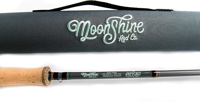 Moonshine Rod Company Fast Action Fly Fishing Rod – Carbon Fiber Graphite Rod with Zippered Travel Case – Drifter II, Vesper, Epiphany ESN, Outcast, Phantom & Rambler Series - 2WT up to 12WT Rods