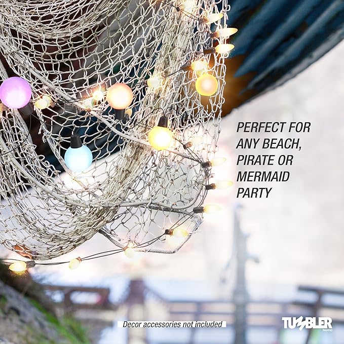 Fishing Net Decor, 5' x10' Decorative Fishing Net for Nautical, Mermaid, Pirate or Beach Themed Party or Room. Real Recycled Fish Netting for Decoration