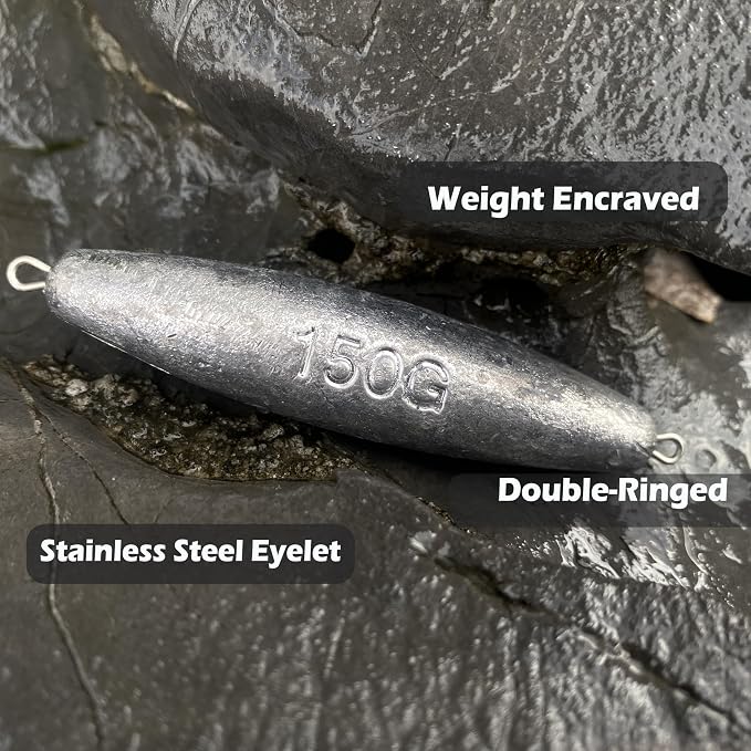 Trolling Weights Inline Fishing Weights Sinkers Double Ringed Weights for Saltwater Freshwater Fishing Get Lures Deeper 1oz to 5oz