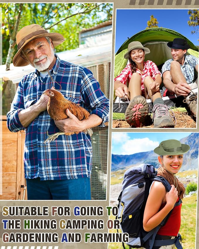 Foaincore Safari Hats Wide Brim Boonie Bucket Hats Sun Protection Summer Fishing Hat for Men Women Hunting Hiking