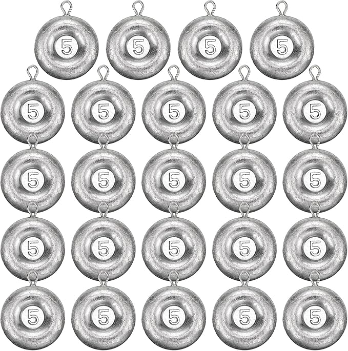 24 Pieces Fishing Disc Sinkers Weights Disc Sinker Fishing Sinkers Weights for Saltwater Catfishing Trolling Surf Tackle