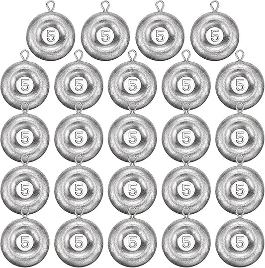 24 Pieces Fishing Disc Sinkers Weights Disc Sinker Fishing Sinkers Weights for Saltwater Catfishing Trolling Surf Tackle