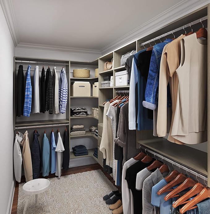Easy Track PH43-CG Ultimate Corner Wood Kit Closet Organizer in Weathered Grey with Chrome Hardware