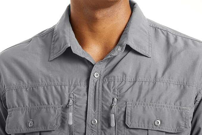 MAGCOMSEN Men's UPF 50+ Sun Protection Shirts, Button Down Long Sleeve Shirt for Hiking, Fishing, Safari