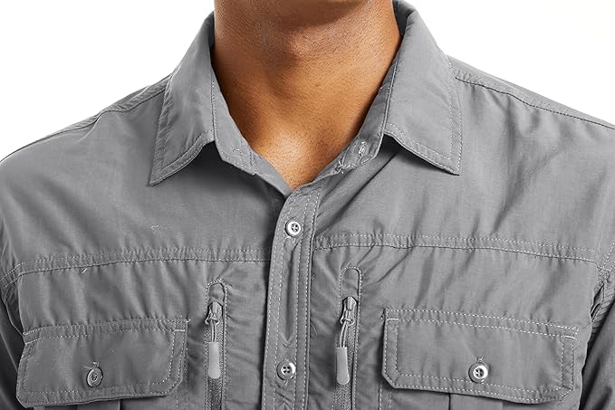 MAGCOMSEN Men's UPF 50+ Sun Protection Shirts, Button Down Long Sleeve Shirt for Hiking, Fishing, Safari
