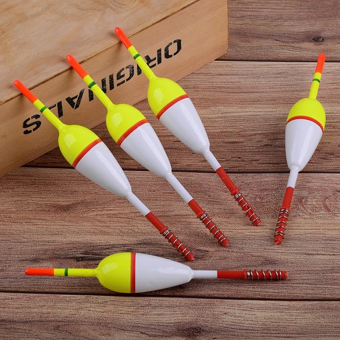 SILANON Wood Slip Bobbers Fishing Floats and Bobbers Spring Oval Stick Slip Floats for Crappie Catfish Trout Panfish Walleyes Fishing 5/10pcs