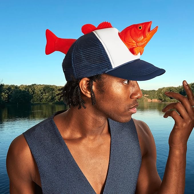 Coddies Bass Fish Hat - Hilarious Novelty Bass Fishing Hat, Perfect Gag Fishing Gift for Anglers, Dads & Fish Enthusiasts