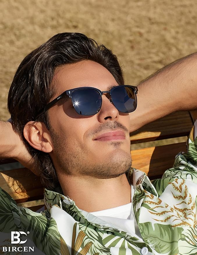 BIRCEN Mens Polarized Sunglasses for Driving: Al-Mg Metal UV Protection Sun Glasses Square Shades for Fishing Travel 2026