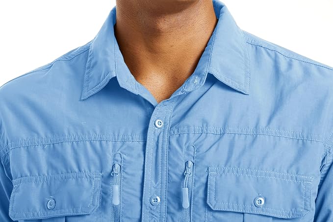MAGCOMSEN Men's UPF 50+ Sun Protection Shirts, Button Down Long Sleeve Shirt for Hiking, Fishing, Safari