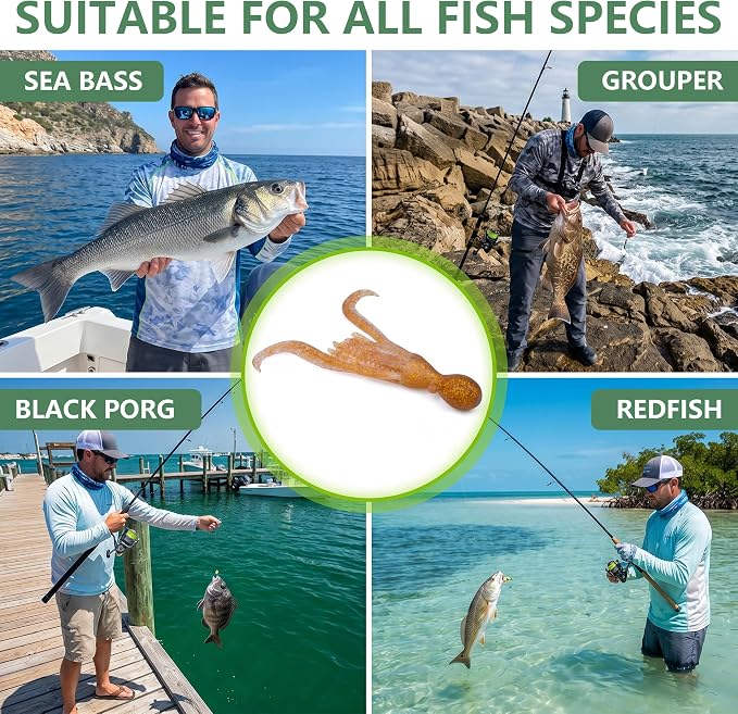 Soft Fishing Lures for Bass Fishing:Pre-Gigged Swim Baits for Saltwater or Freshwater.Soft Plastic Fishing Accessories.