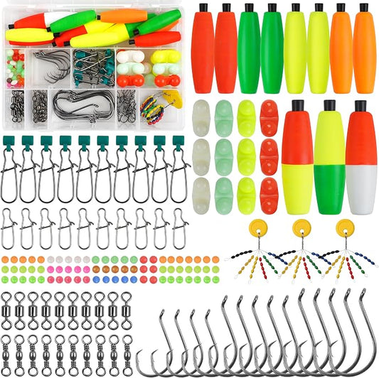 SILANON Catfish Rig Tackle Making Kit, Catfishing Tackle Accessories with Catfish Floats Catfish Hooks Swivels Fishing Rattles Bells Beads Bobber Stoppers Catfishing Gear Equipment