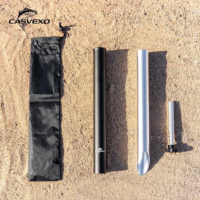 1/2 Pack Aluminum Sand Spikes for Surf Fishing, Beach Fishing Rod Holder, Telescopic and Portable, 2-Stage Adjustable, with Storage Bag
