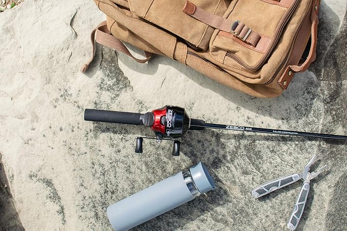Zebco 404 Spincast Reel and Fishing Rod Combo, 6-Foot 2-Piece Fishing Pole, Size 40 Reel, Right-Hand Retrieve, Pre-Spooled with 15-Pound Zebco Line, Black/Red