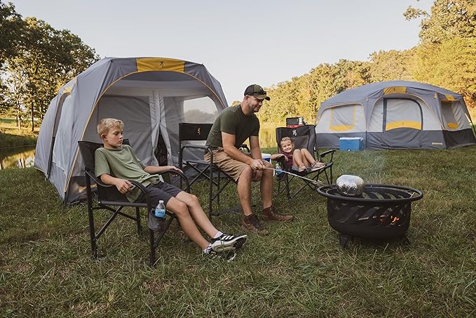 Browning Directors Chair - Outdoor Folding Chairs Made with Durable Fabric and Sturdy Aluminum/Steel Frame, with Extra Tall Seat and Flip-Down Footrest