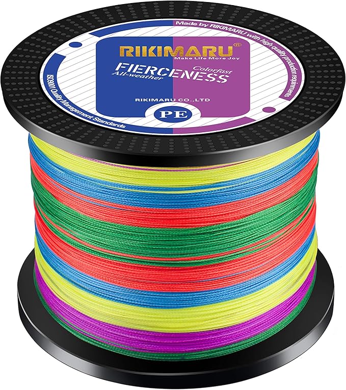 RIKIMARU Braided Fishing Line Abrasion Resistant Superline Zero Stretch&Low Memory Extra Thin Diameter 327-1094 Yds, 4-180LB
