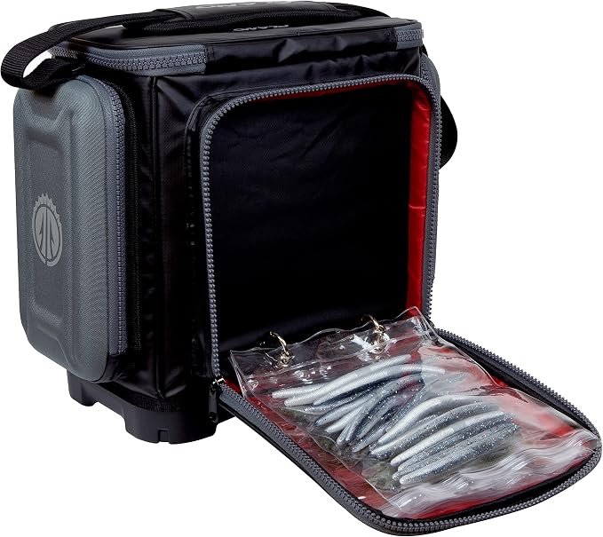Plano KVD Wormfile Signature Series 3600 Speedbag, Black TPE Coated Fabric with Red Interior and Accents, Premium Soft Fishing Bag, Tackle Storage for Baits & Lures
