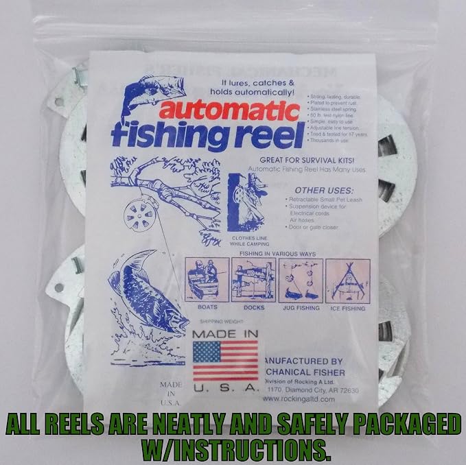 4 Mechanical Fisher's Yo Yo Fishing Reels -Package of 4 Reels- Yoyo Fish Trap -(Flat Trigger Model) by Mechanical Fisher YoYo Automatic Fishing Reel