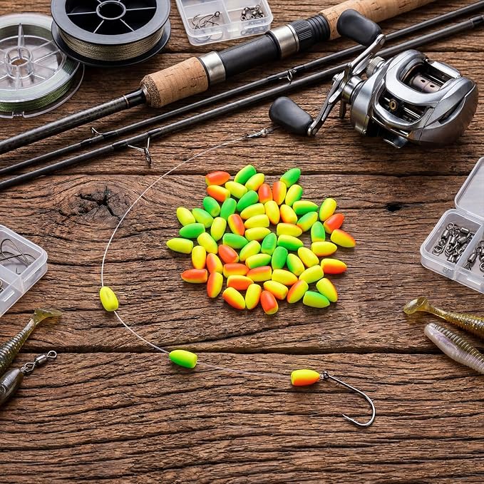 Skylety 60 Pieces Foam Floats Bullet Fishing Foam Snell Floats Pompano Rigs Oval Fly Fishing Strike Indicators for Trout Catfish Walleye