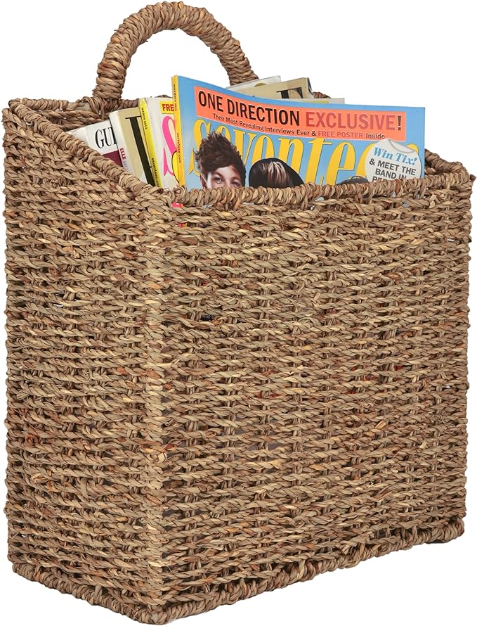 MyGift Wall Basket Hanging Storage Basket, Large Decorative Baskets, Magazine and Mail Organizer Basket 12.5 Inch