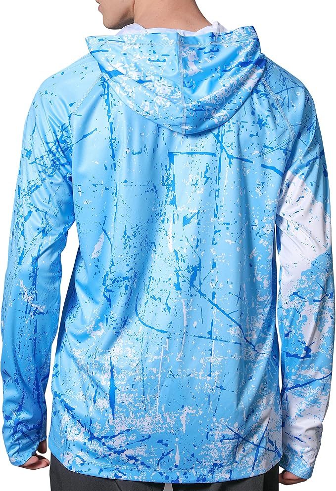 Men's UPF 50+ Sun Protection Hoodie Shirt Long Sleeve SPF Fishing Outdoor UV Hiking Lightweight Shirts