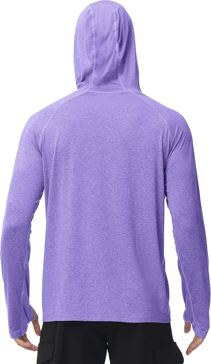 Roadbox Mens UPF 50+ Fishing Shirts, Long Sleeve UV Sun Hoodie, Hiking Running Swim Athletic Workout Shirt